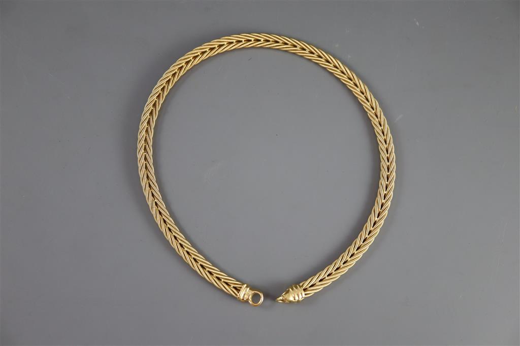 A Wellendorf 18ct gold twin cable twist link necklace with diamond set clasp,